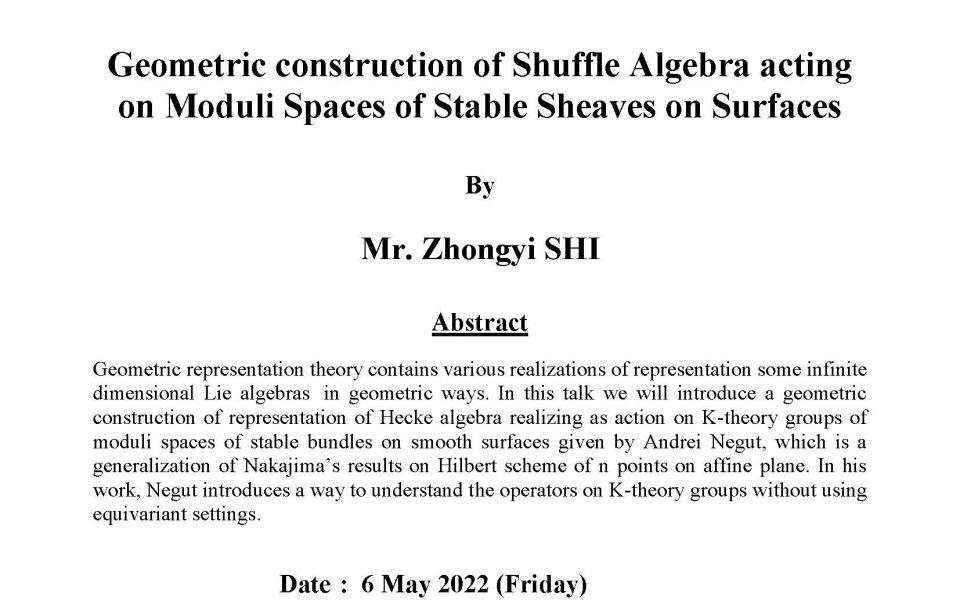Department of Mathematics PhD Student Seminar Geometric